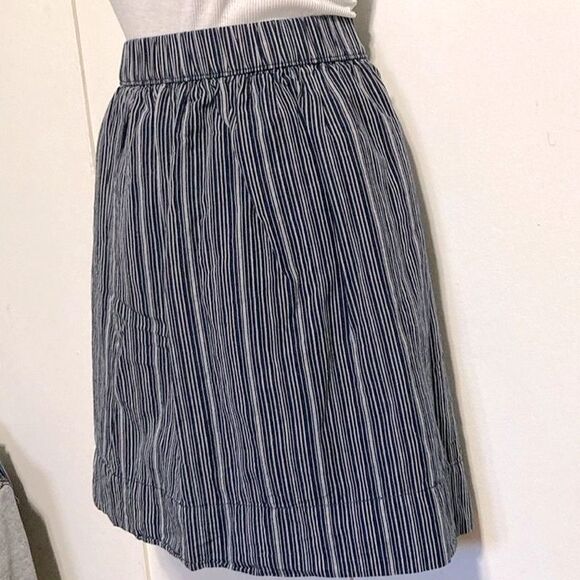 GAP Linen Nautical Navy Blue White Gray Stripes Lined Mini Skirt Womens Medium - Picture 3 of 14
